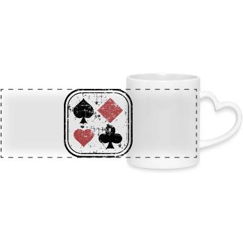 Pik Karo Heart Cross used look for poker players - Panoramic mug with heart handle - white - Front