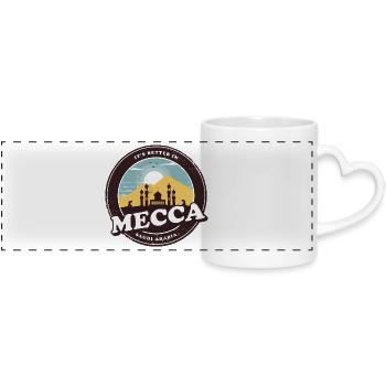 Mecca Saudi Arabia Mosque Design - Panoramic mug with heart handle - white - Front