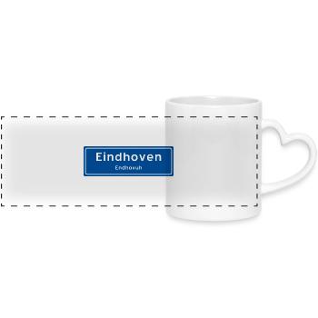 Ortsschild Eindhoven - Panoramatasse mit Herzhenkel - Weiß - Vorne