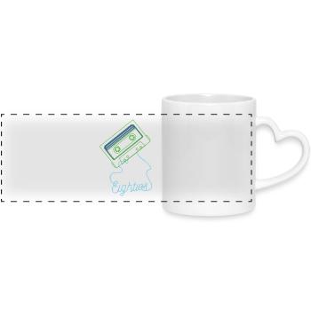 Eighties Cassette Tape 80s Retro - Panoramic mug with heart handle - white - Front