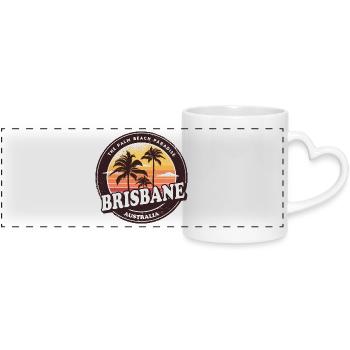 Brisbane Australia Vintage Beach Design - Panoramic mug with heart handle - white - Front