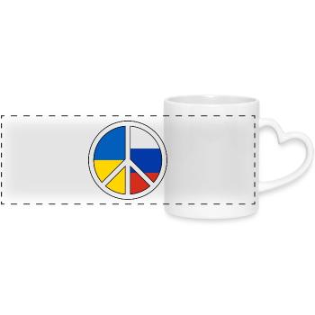 Symbole de paix avec motif de bloc de couleur - Mug panoramique avec anse en forme de cœur - blanc - Devant