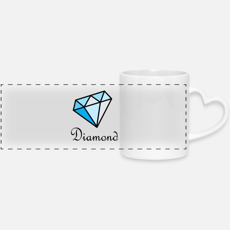 Blue Geometric Diamond - Panoramic mug with heart handle - white