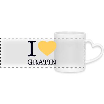 J’ADORE LES POMMES DE TERRE GRATINÉES - Mug panoramique avec anse en forme de cœur - blanc - Devant