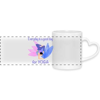 Yoga - Panoramic mug with heart handle - white - Front