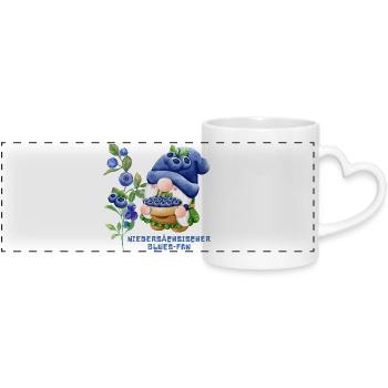 Blaubeeren Wichtel Niedersächsischer Blues Fan - Panoramatasse mit Herzhenkel - Weiß - Vorne