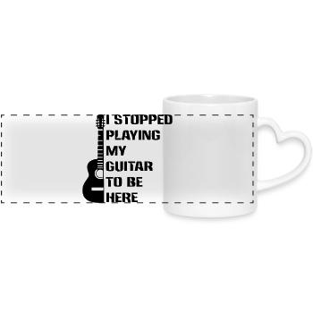 I stopped playing guitar to be here # - Panoramic mug with heart handle - white - Front