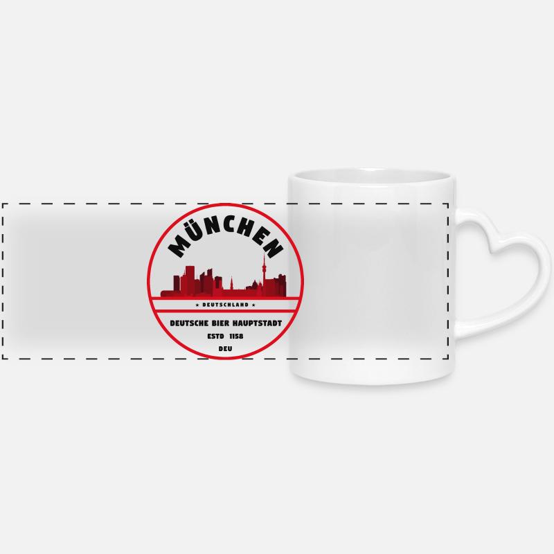 Munich Beer Capital Emblem - Panoramic mug with heart handle - white