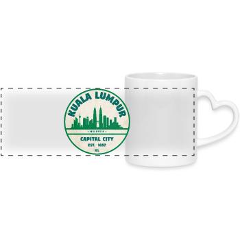 Kuala Lumpur Skyline Emblem - Panoramic mug with heart handle - white - Front