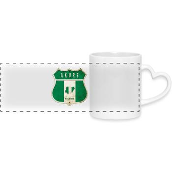 Design du drapeau d'Akure Nigeria - Mug panoramique avec anse en forme de cœur - blanc - Devant