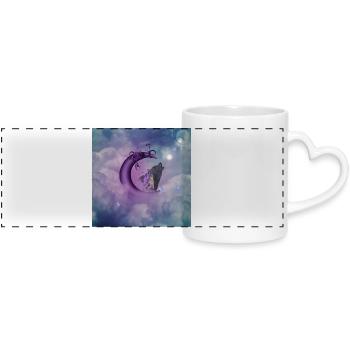 Fée sur la Lune - Mug panoramique avec anse en forme de cœur - blanc - Devant