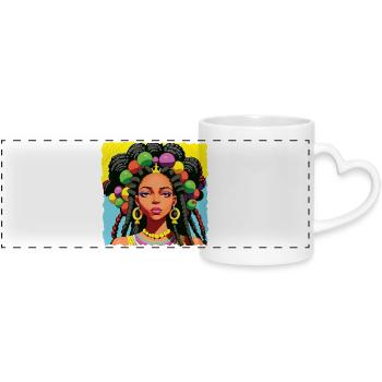 Black woman with dreadlocks - Panoramic mug with heart handle - white - Front