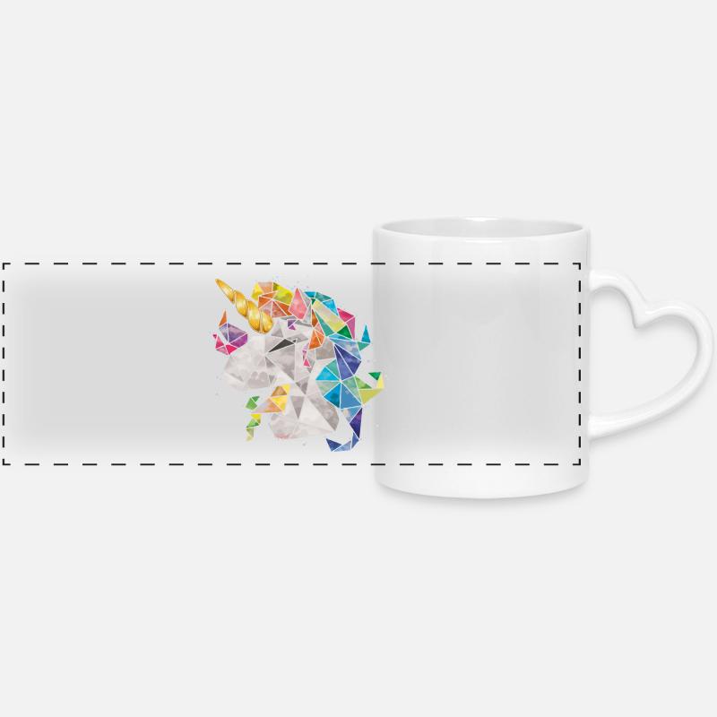 Unicorn Rainbow Chibi Child - Panoramic mug with heart handle - white