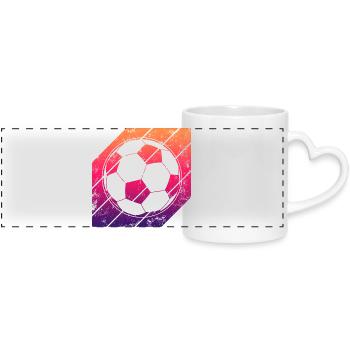 Fußball - Panoramatasse mit Herzhenkel - Weiß - Vorne