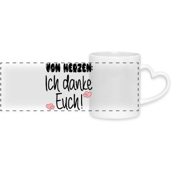 DANKE SAGEN SPRÜCHE - DANKESCHÖN GRUPPE FAMILIE - Panoramatasse mit Herzhenkel - Weiß - Vorne