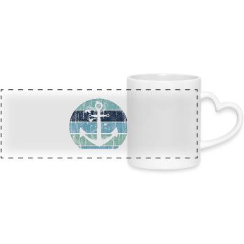 Vintage Anchor Maritime Design - Panoramatasse mit Herzhenkel - Weiß - Vorne