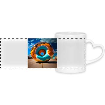 Mega Donut 01 - Panoramic mug with heart handle - white - Front