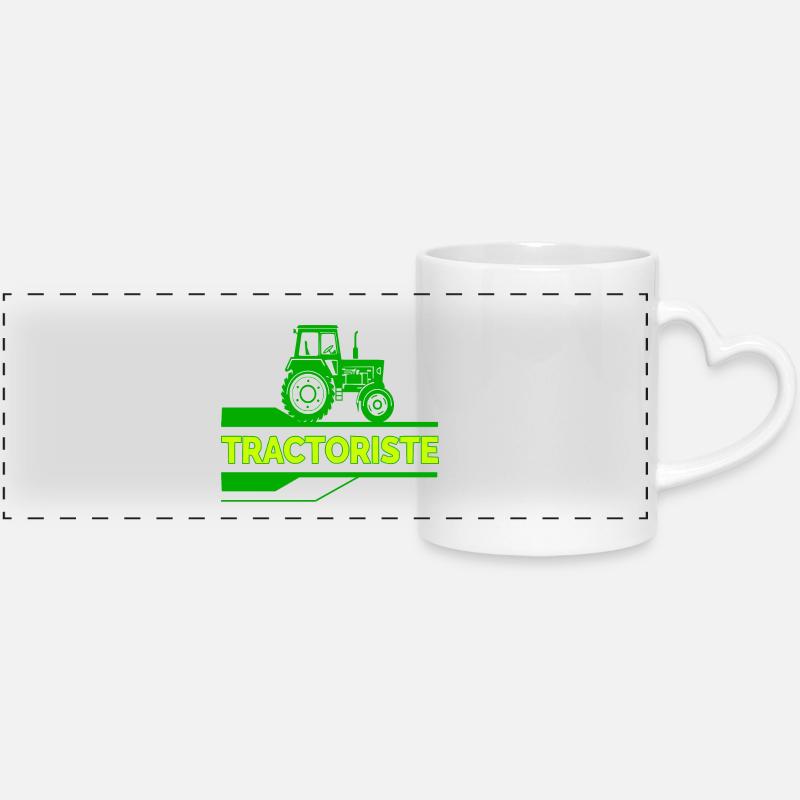 Tractor operator - Panoramic mug with heart handle - white