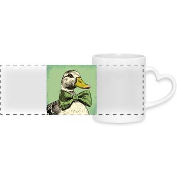 Canard avec nœud papillon - Mug panoramique avec anse en forme de cœur - blanc - Devant