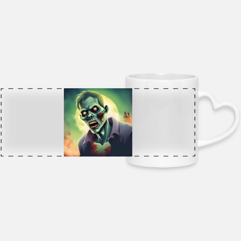 Zombie Halloween Edition 2023! Printflow. - Panoramic mug with heart handle - white