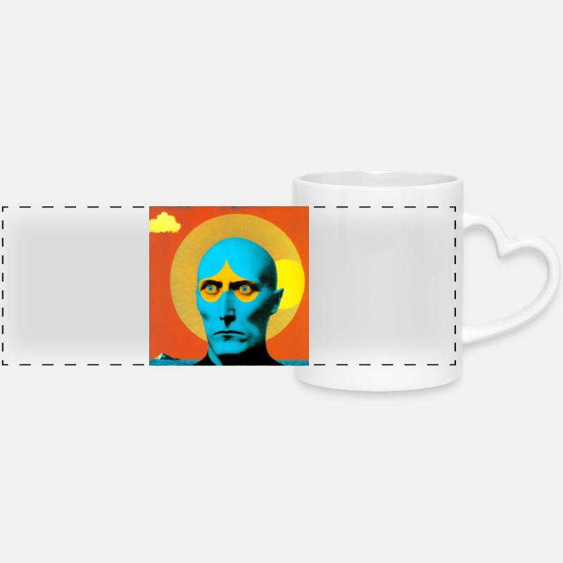 Surreal 08 - Panoramic mug with heart handle - white