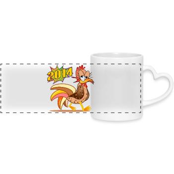 12th Birthday 2014 Chicken - Panoramic mug with heart handle - white - Front