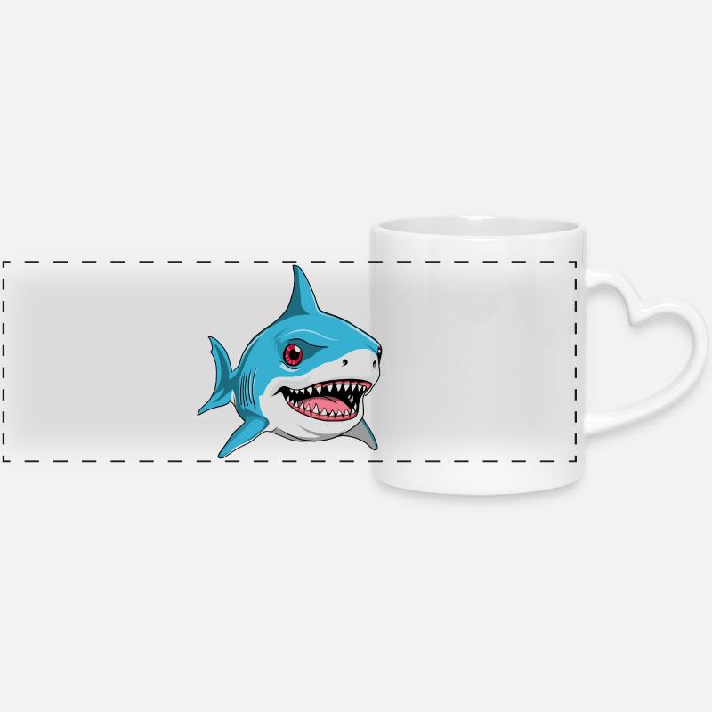 Cute Little Shark - Panoramic mug with heart handle - white