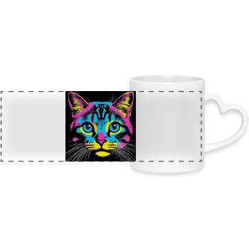 Chat Pop Art - Mug panoramique avec anse en forme de cœur - blanc - Devant