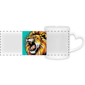 Lion Pop Art - Panoramic mug with heart handle - white - Front