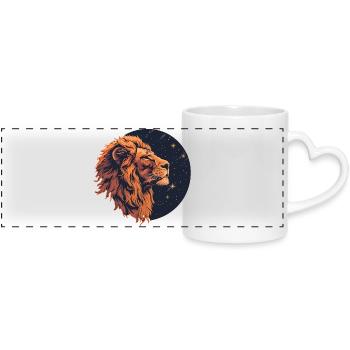 Lion with starry sky - Panoramic mug with heart handle - white - Front