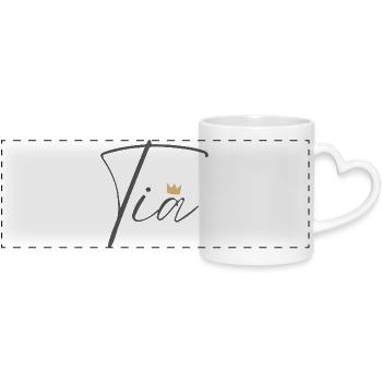 Chemise Princesse Tia – Nom avec la lettre T - Mug panoramique avec anse en forme de cœur - blanc - Devant