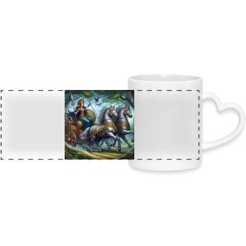 Königin Boudicca in der Schlacht - Panoramatasse mit Herzhenkel - Weiß - Vorne
