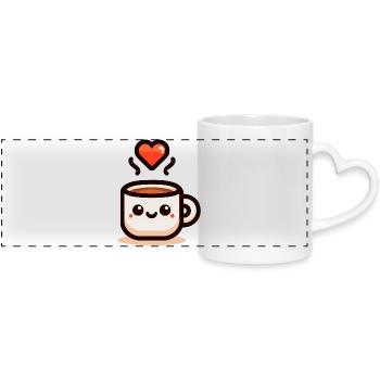 Cheery Cuppa: Ein Schluck Liebe - Panoramatasse mit Herzhenkel - Weiß - Vorne