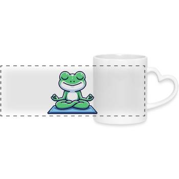 Meditative Amphibian: The Enlightened Frog - Panoramic mug with heart handle - white - Front