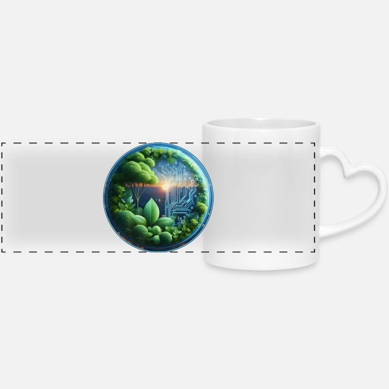 Sustainable Bio-Tech Fusion Cycle - Panoramic mug with heart handle - white