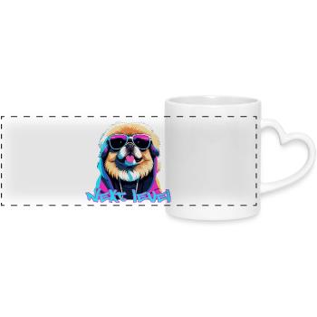 Pekingese Next Level Lion Dog Gift - Panoramic mug with heart handle - white - Front