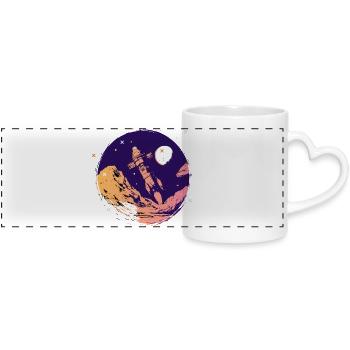 rocket space space school start Go space nerd - Panoramic mug with heart handle - white - Front