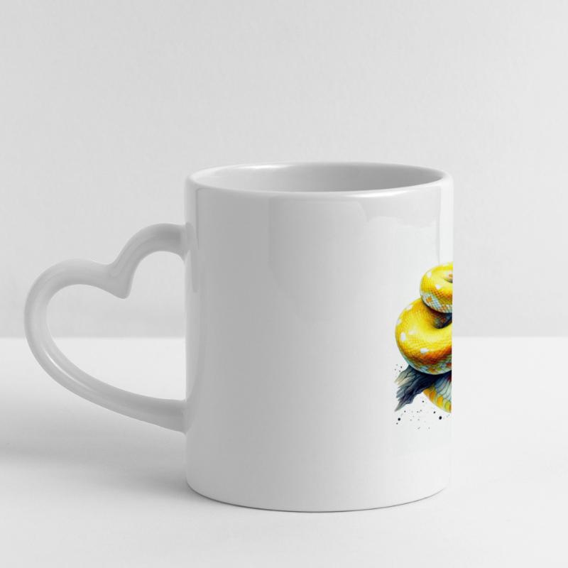 Yellow python Panoramic mug with heart handle