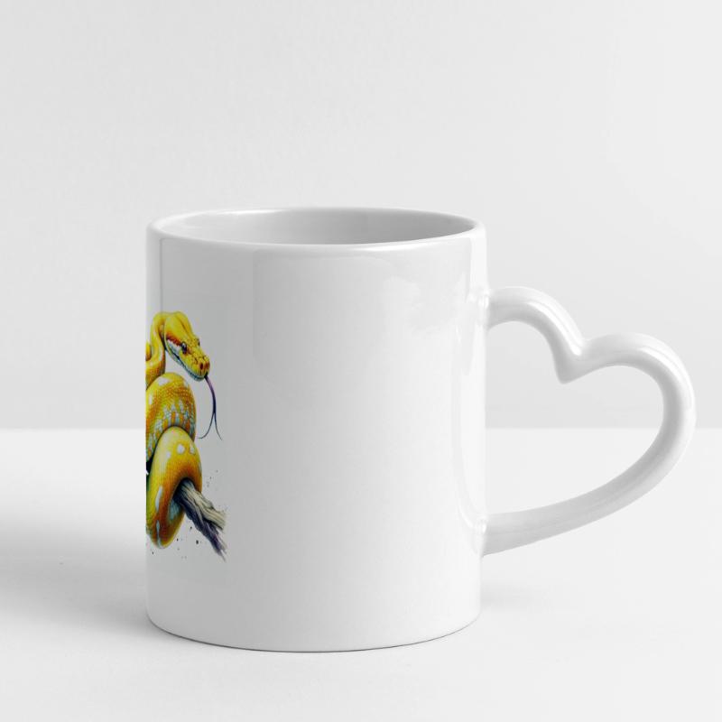 Yellow python Panoramic mug with heart handle