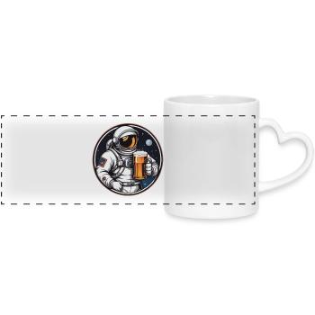 Astronaut with beer in space - Panoramic mug with heart handle - white - Front