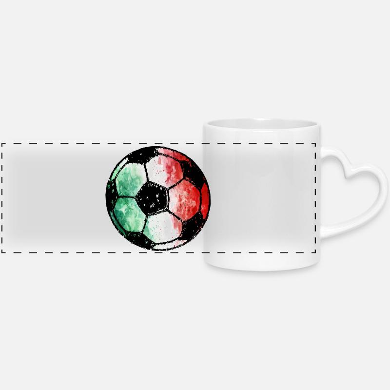 Fodbold Italien - grøn hvid rød - Panoramakrus med hjertehank - hvid