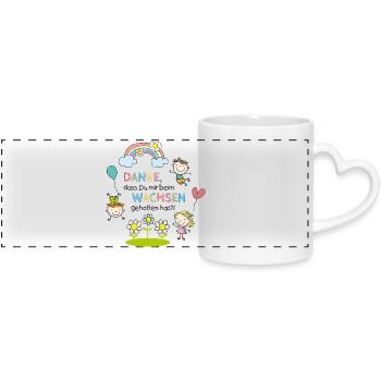 Dire adieu à la garderie | Enfants - Arc-en-ciel - Fleurs - Mug panoramique avec anse en forme de cœur - blanc - Devant