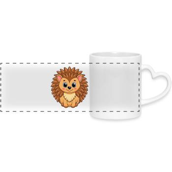 Igel Niedliche Maskottchen Zeichentrickfigur Kawaii - Panoramatasse mit Herzhenkel - Weiß - Vorne