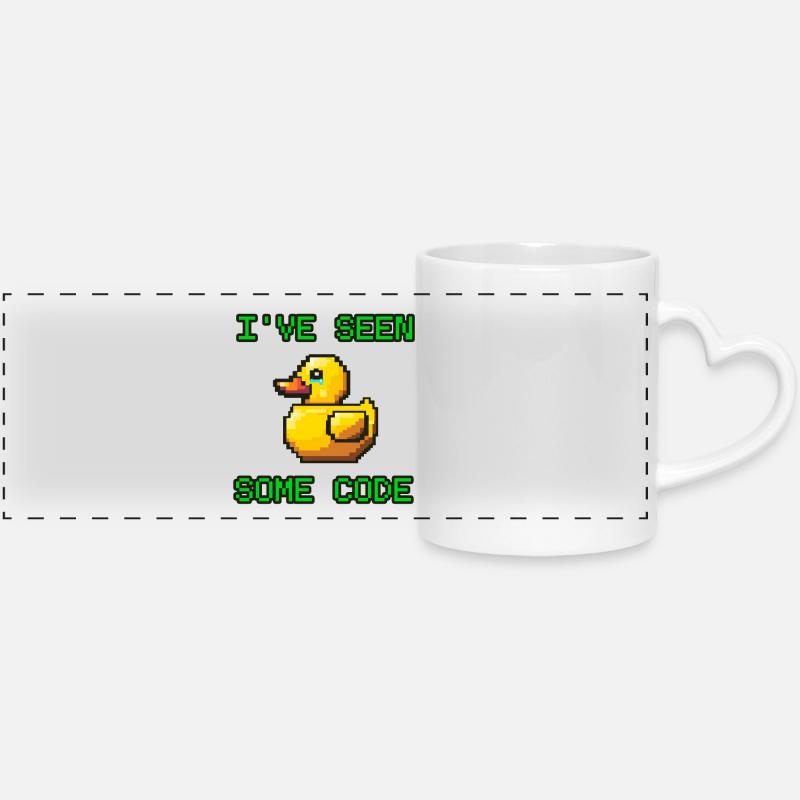 Pixel Duck J’ai vu du code - Mug panoramique avec anse en forme de cœur - blanc