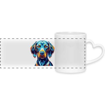 Braque de Weimar Chien Race Coloré Dessin Animé Kawaii - Mug panoramique avec anse en forme de cœur - blanc - Devant