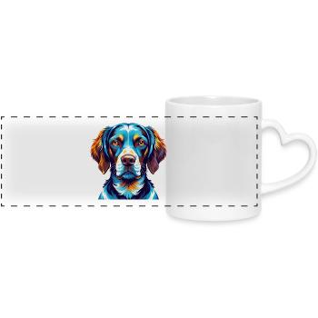 Ariege Pointer Hund Rasse Bunte Karikatur Kawaii - Panoramatasse mit Herzhenkel - Weiß - Vorne