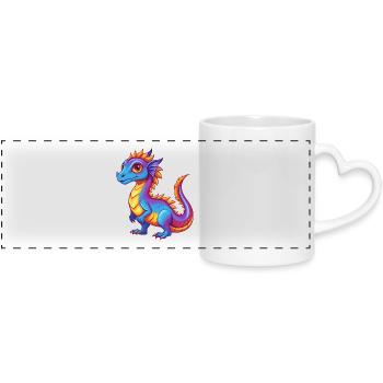 Basilisk Bunte Kawaii Cartoon Figur Clipart - Panoramatasse mit Herzhenkel - Weiß - Vorne