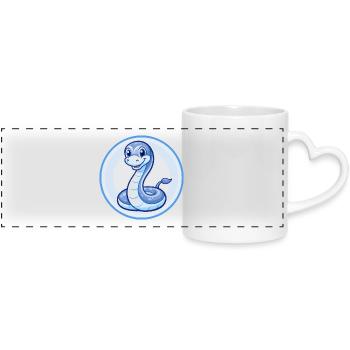 Anaconda Blue Kawaii Cartoon Character Clipart Pet - Panoramic mug with heart handle - white - Front