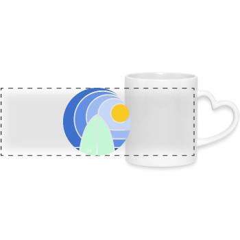 Surf Sundowner III (clean) - Panoramic mug with heart handle - white - Front