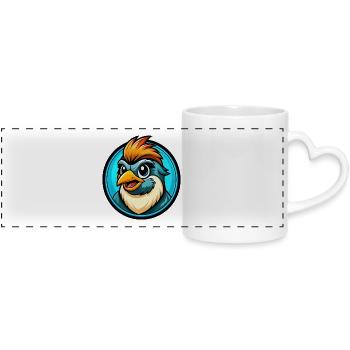Sparrow Colorful Kawaii Cartoon Character Clipart - Panoramic mug with heart handle - white - Front